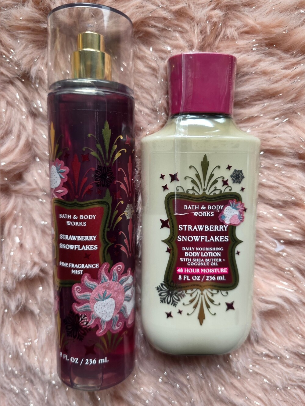 Bath & Body Works Strawberry Snowflakes Mist & Lotion Set NWT